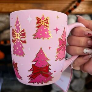 NWT Pink Christmas Tree Mug / Peppermint & Pine